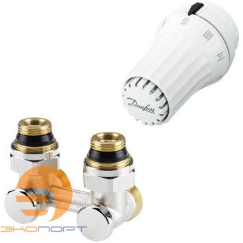 Комплект радиаторного терморегулятора RAE, RLV-KS угловой, с переходниками, G3/4A x G1/2A 