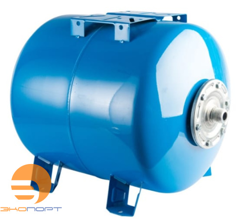 Бак мембранный для водоснабжения 100 л STOUT горизонтальный с опорными стойками со сменной мембраной (синий) G1"