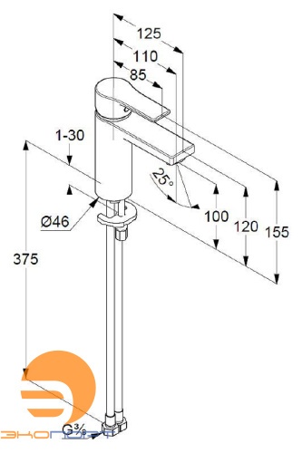 Смеситель для раковины однорычажный без донного клапана 100 мм, 7 л/мин KLUDI ZENTA SL, хром