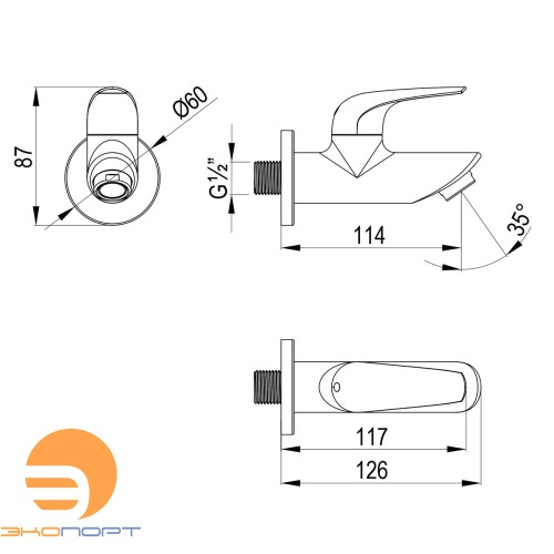 Кран для бани PROJECT 1/2" хром Lemark