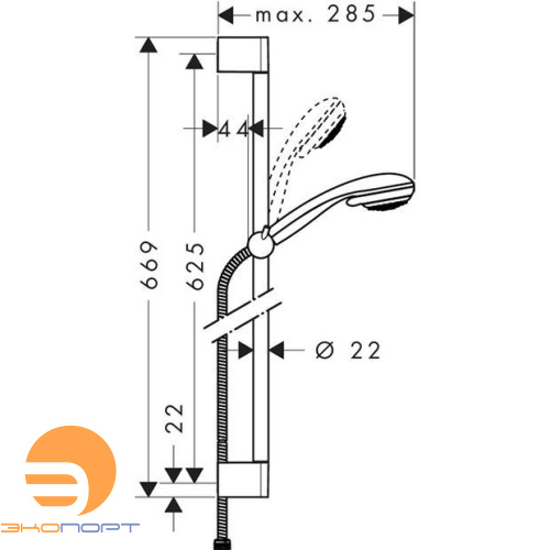 Гарнитур для душа Crometta 85/Multi/Unica'C, 65см, HANSGROHE