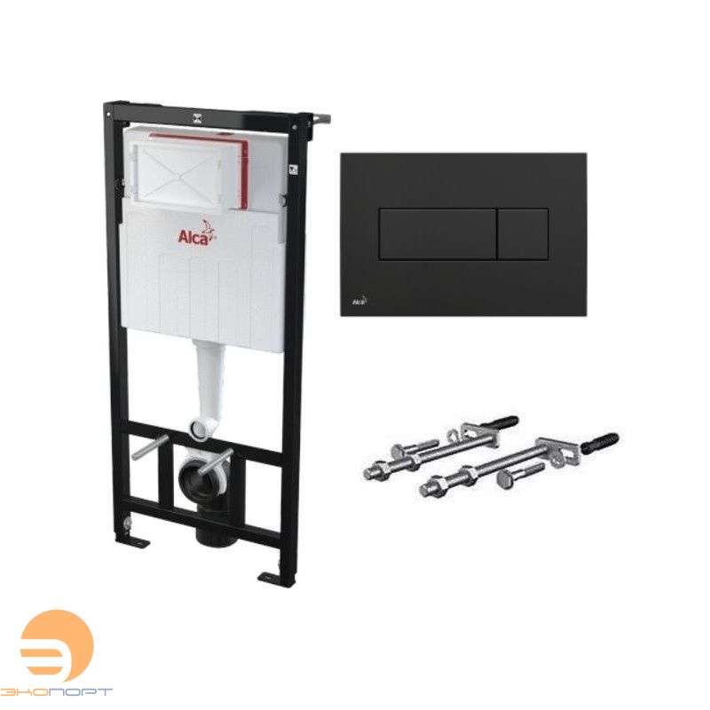 Набор инсталляции для унитаза 4 в 1 с кнопкой M578 черный-мат Alcaplast