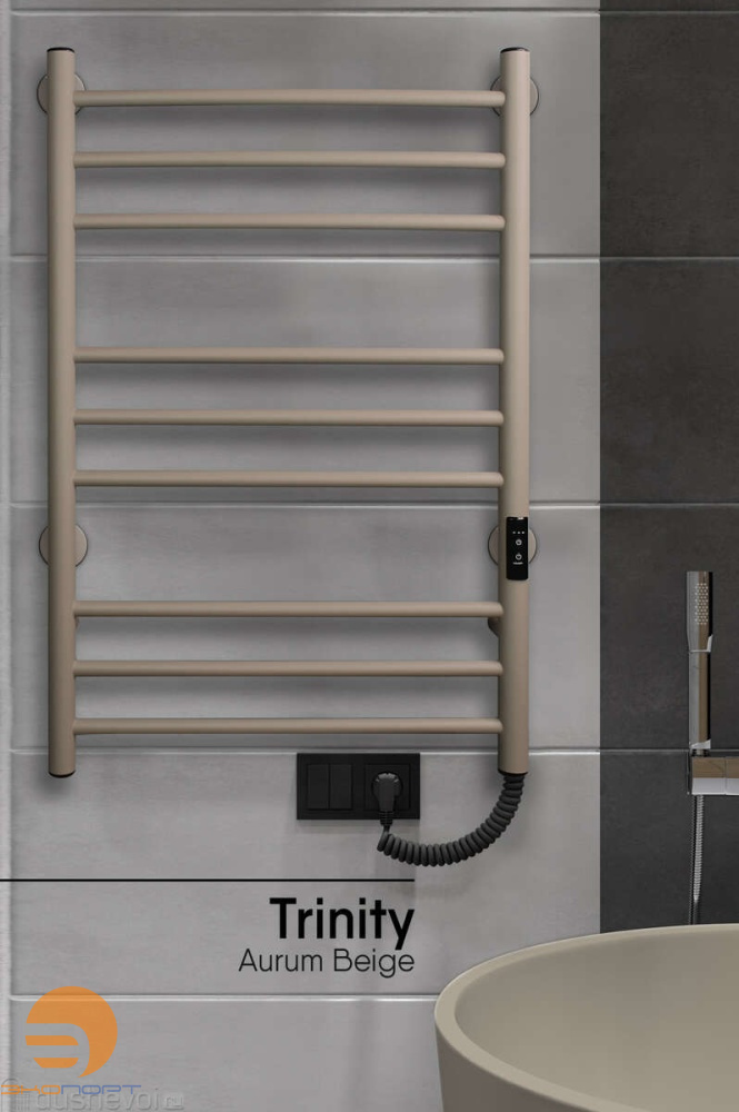 Полотенцесушитель Line Trinity (electro) 80/50 таймер,скр. провод, универс.подкл. Aurum Beige INDIGO