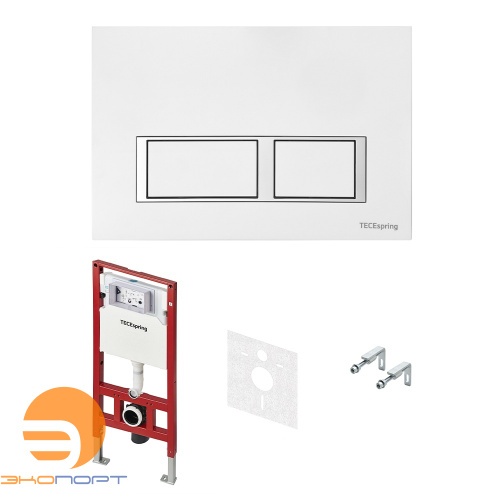 Комплект TECEspring, панель смыва с квадратными кнопками Белый глянцевый
