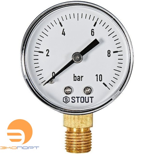 Манометр радиальный. Корпус Dn 50 мм 1/4 , 0...10 бар, кл.2.5 STOUT