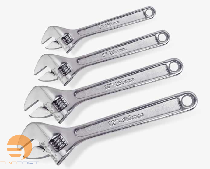 Ключ разводной 12"-300мм углерод. сталь, хром КРЕПЕЖ