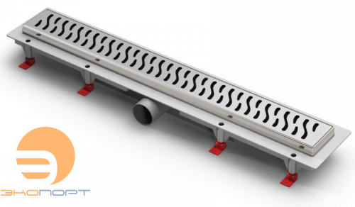Желоб водоотводящий с боковым сливом 40 рамка нерж. с решеткой решетка Medium 550 мм Chudej