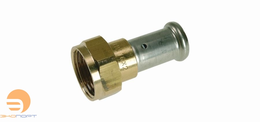 Муфта с накидной гайкой, плоское уплотнение, латунь, пресс 16х1/2 HENCO