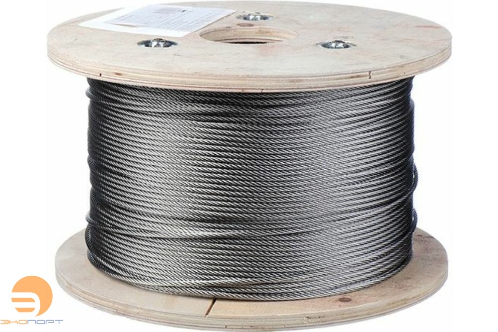 Трос нержавеющий средней жесткости 3мм А2 7*7 (кратно 10 м, бухта 500м)