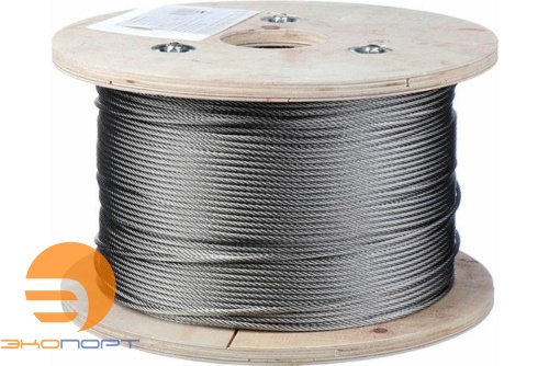 Трос нержавеющий средней жесткости 3мм А2 7*7 (кратно 10 м, бухта 500м)