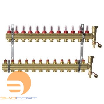 Комплект коллекторов с расходомерами FHF-12F set латунь 