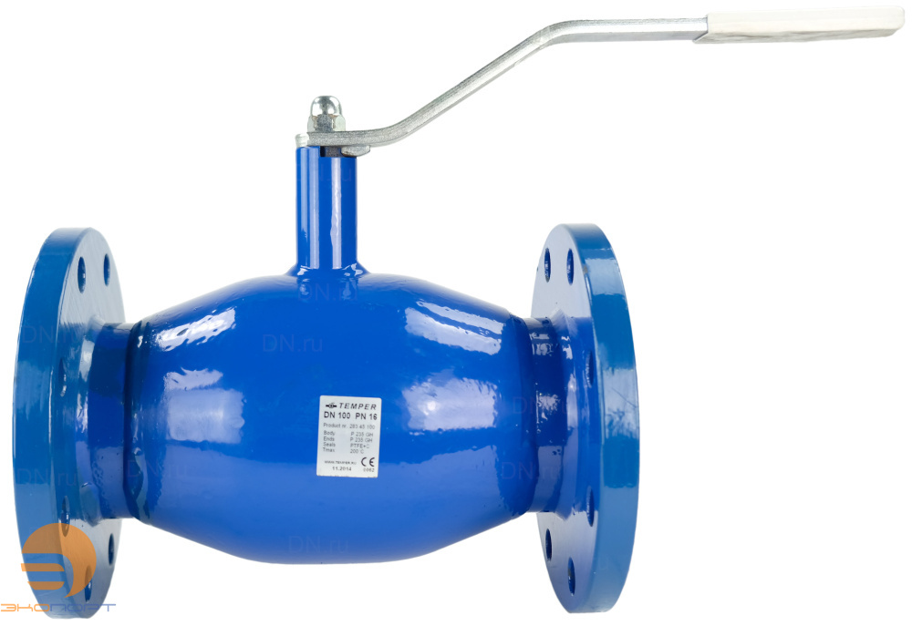 Кран шаровой Temper DN100 PN16, ф/ф, полный проход, рукоятка