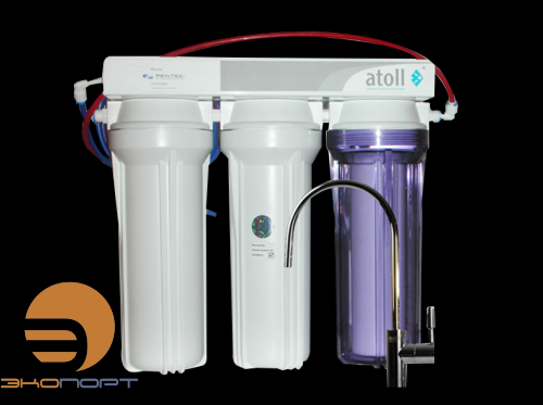 Фильтр Атолл А-313 Е Lux (D-30 STD) трехступенчатый под кухонную мойку с краном 