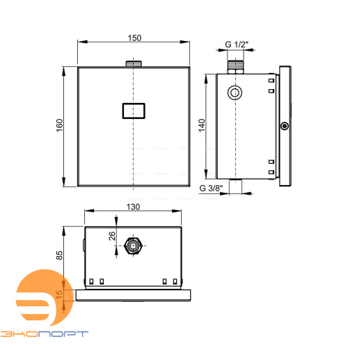 Автоматическое устройство смыва для писсуара 12V (работает от сети) металл, ALCA PLAST