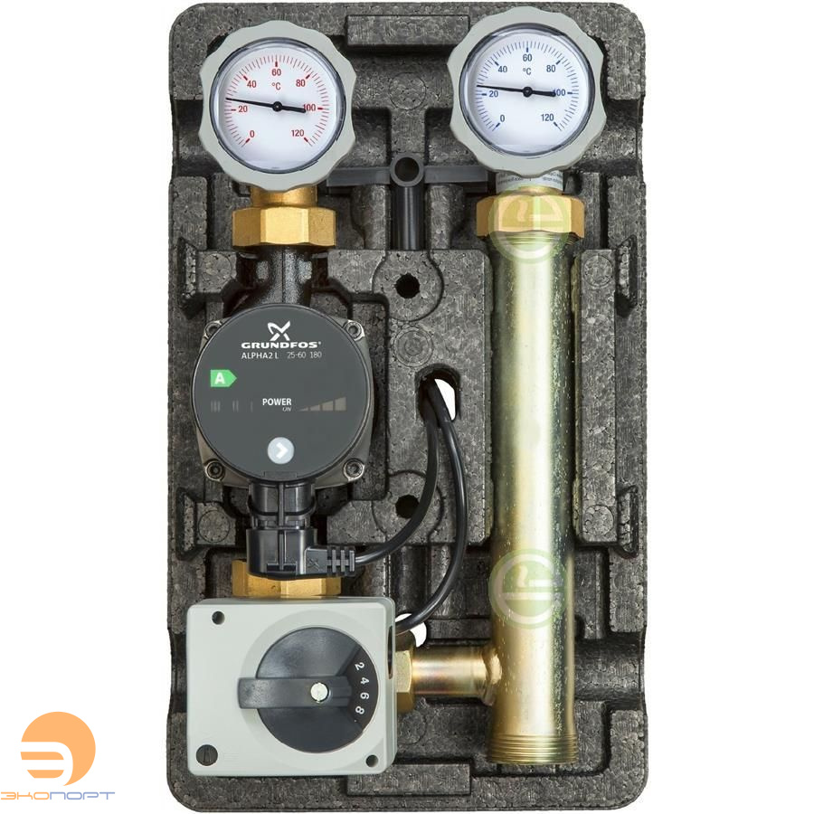 Группа насосно-смеcительная п. 8 MK 1 1/4" с насосом Grundfos UPM3 Hybrid 25-70, подача слева Meibes