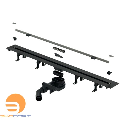 Канал дренажный подрезной 300-1200мм Gun Metal Brushed, комб.затвор, Vario Drain Splendy
