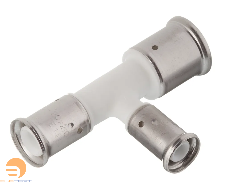 Тройник 26-20-16, ПВДФ, пресс (белый) HENCO