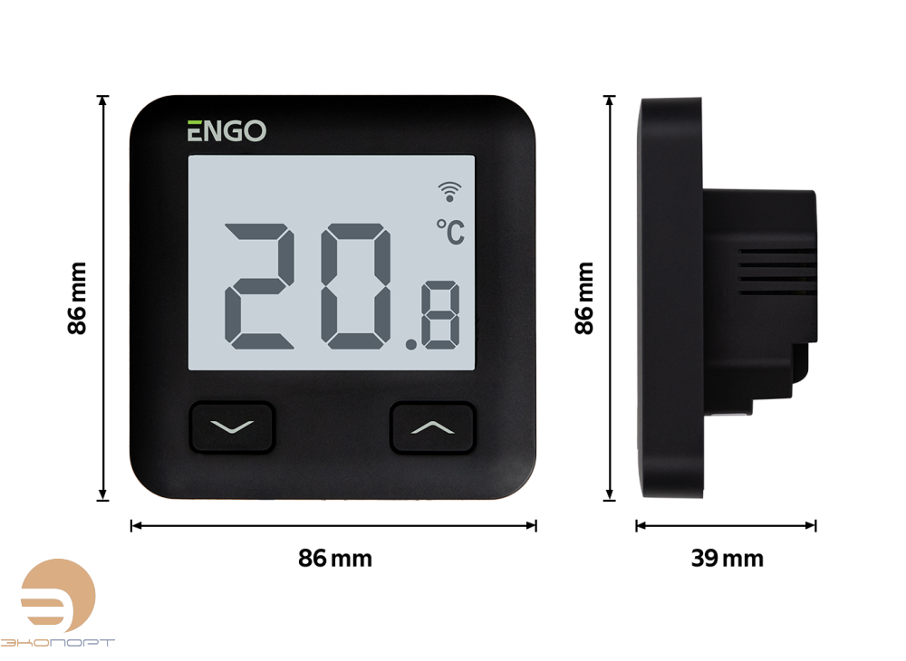Терморегулятор программируемый встраиваемый, черный, управляемый через интернет  E10B230WiFi ENGO
