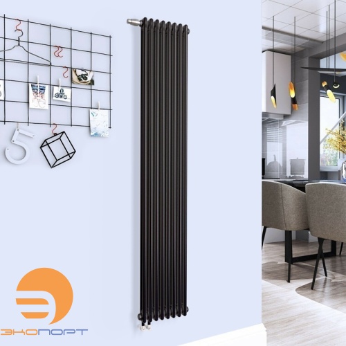 Радиатор трубчатый Solira 2180/ 8 №69 твв 1/2 (нижн. подкл. с вент. вставкой) RAL 9005 мат.