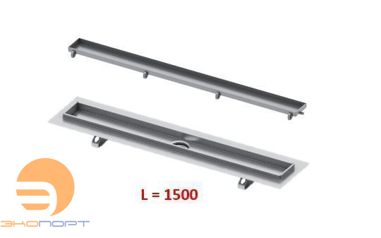 Комплект дренажного канала drainline 1500мм с безрамочной основой под плитку Plate II TECE