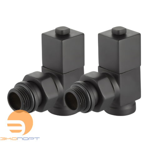Набор дизайн-вентилей CUBE угловой (черный)1/2 Royal Thermo
