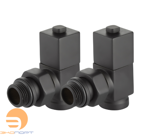Набор дизайн-вентилей CUBE угловой (черный)1/2 Royal Thermo
