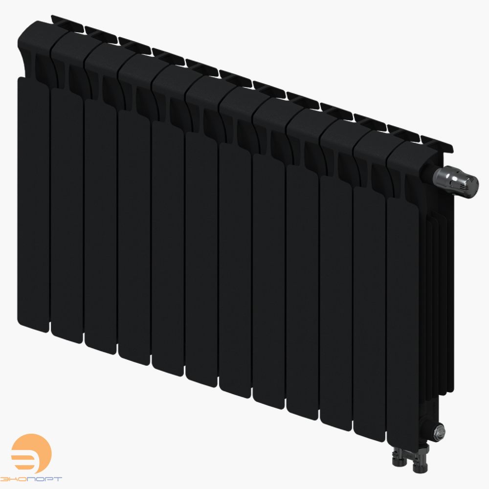 Радиатор биметаллический Monolit Ventil 500/100 мм 12 секции (MVR) нижнее справа подключение Антрацит Rifar