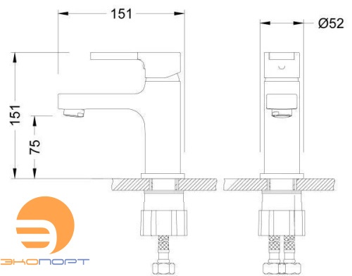 Смеситель для умывальника AURA монолитный, хром/синий, LEMARK