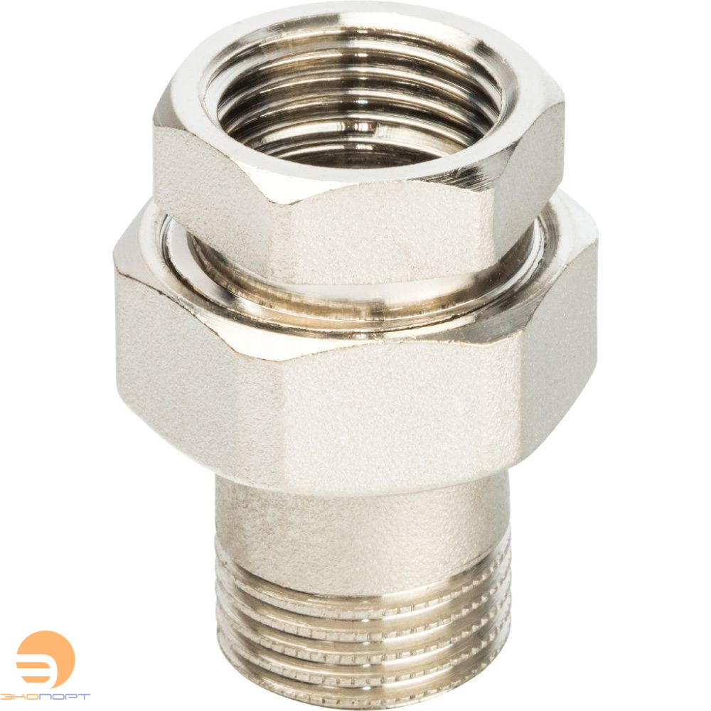 Сгон прямой (американка)  1/2" НВ никель, уплотнение o-ring STOUT