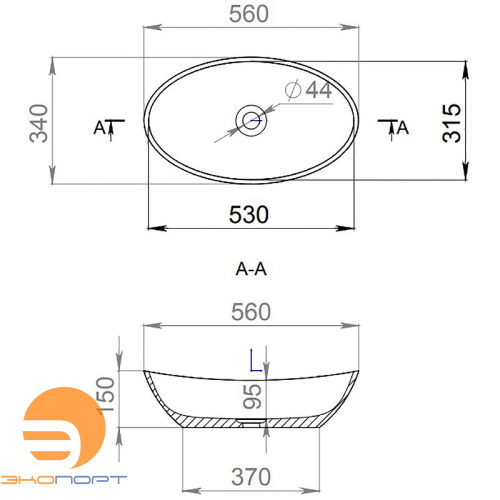 Раковина S-Stone NOEMI матовая RAL7016 Salini