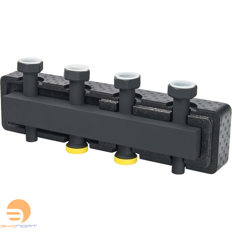 Стальной распределительный коллектор 2 отопительных контуров. В теплоизоляции DN 25 STOUT