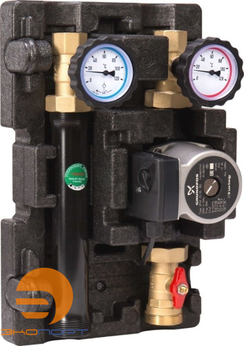 Насосно-смесительный модуль 1" с насосом Grundfos UPS 25-60 TK DN25 ECO 2 (термостат 20 - 45°C) Huch