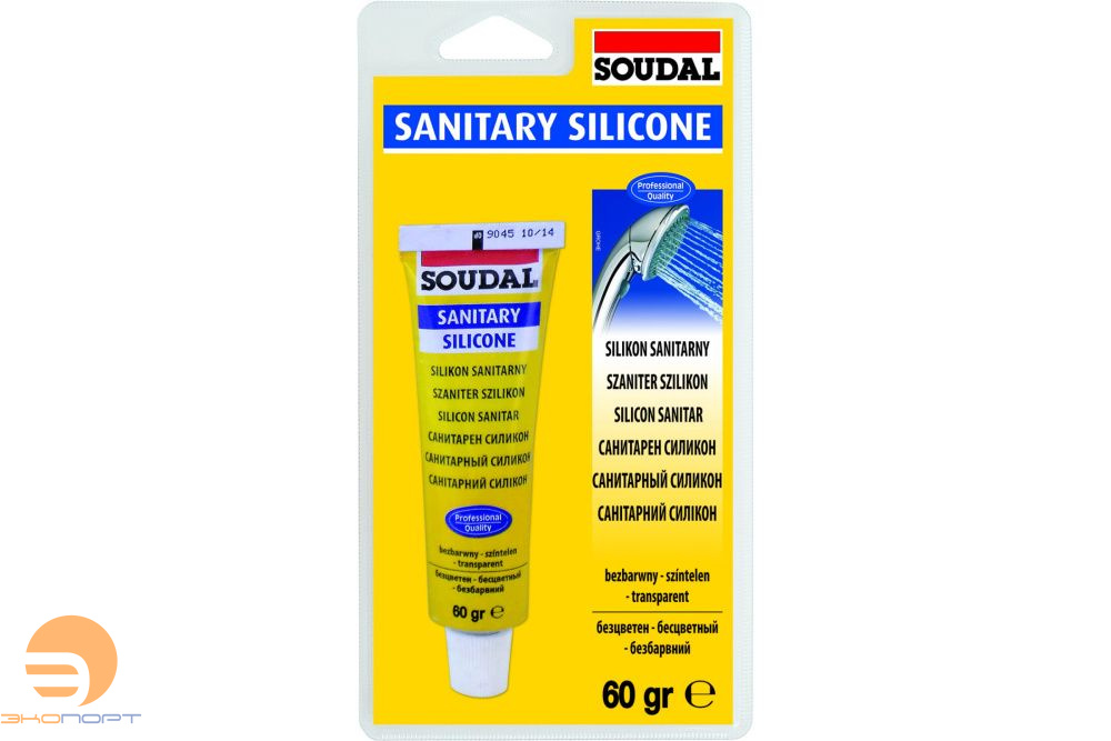 Герметик SOUDAL Силикон Санитарный б/ц 60гр, (блистер)