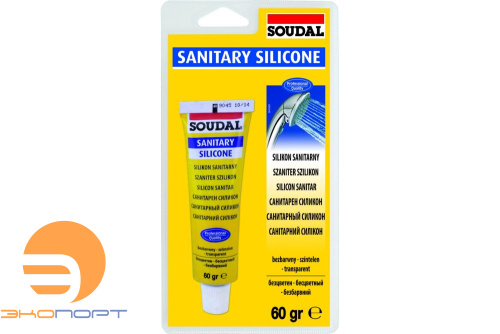 Герметик SOUDAL Силикон Санитарный б/ц 60гр, (блистер)