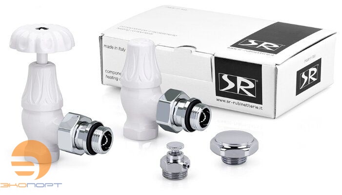 Комплект вентилей 1/2"  угловой (без трубок), Белый серия "Old Style"