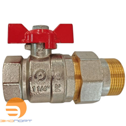 Кран шаровый с американкой 1 1/4" ВН/НР, ручка бабочка Rommer