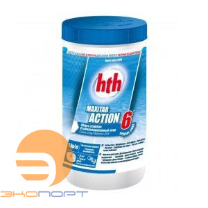 Двуслойные таблетки - быстрый и медленный хлор 6в1 MAXITAB ACTION 6, 1кг, hth