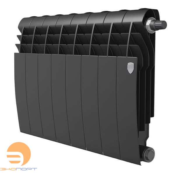 Радиатор биметаллический Noir Sable 350/87 VR80   8 секций (черный, нижнее подключение) Royal Thermo