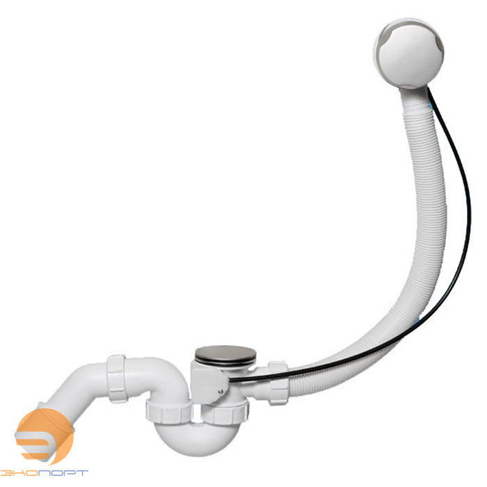 Сифон д/ванн(11/2х40) с автоперел. L575хDN34, (решетка 70, пробка) вых.DN40/50, хром сатин. McAlpine