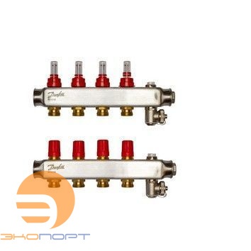 Коллекторы SSM-04F с расходомерами, 4 контуров,  нерж. 