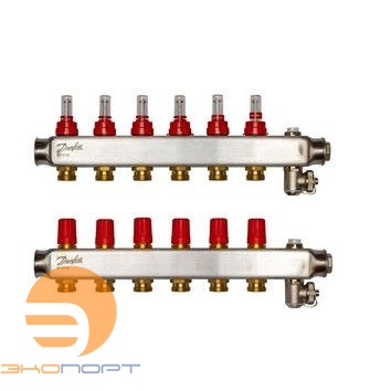 Коллекторы SSM-06F с расходомерами, 6 контуров,  нерж. 
