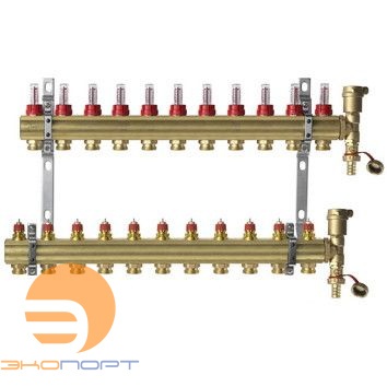 Комплект коллекторов с расходомерами FHF-11F set латунь 