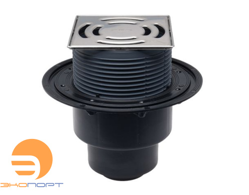 Трап сливной 105 × 105/50 мм вертикальный, черный ALCA PLAST