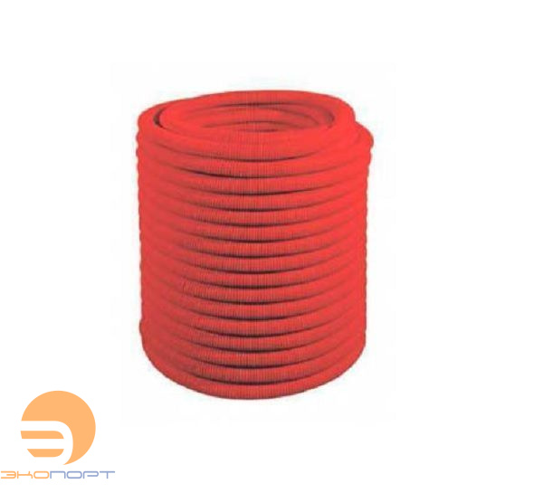 Труба защитная гофрированная (пешель) 32 (нар ф43) красная  (50м бухта) KAN-therm
