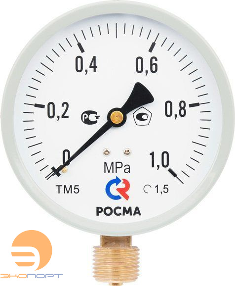 Манометр ТМ-510Р.00 М2 (0..1,0 МПа), G1/2", 100мм, кл.т. 1,5, 150С, радиальный