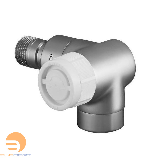 Термовентиль "Е" трехосевой, угловой, прав. присоед., матовая сталь 1/2" (DN 15), PN10