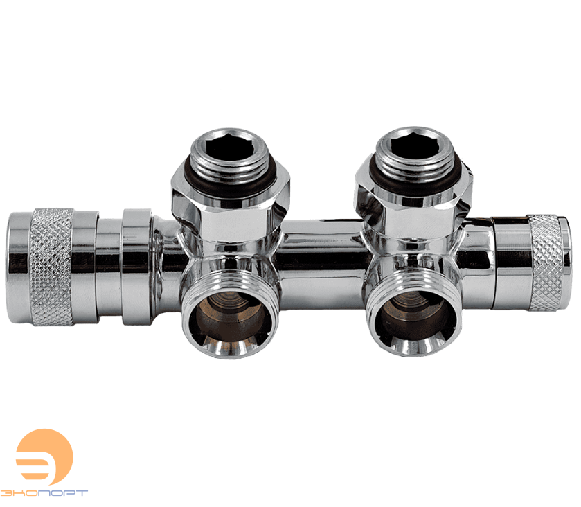 Узел нижнего подключения термостат. "Lunar" угловой правый 1/2"х3/4"Е, Хром , Primoclima Armature