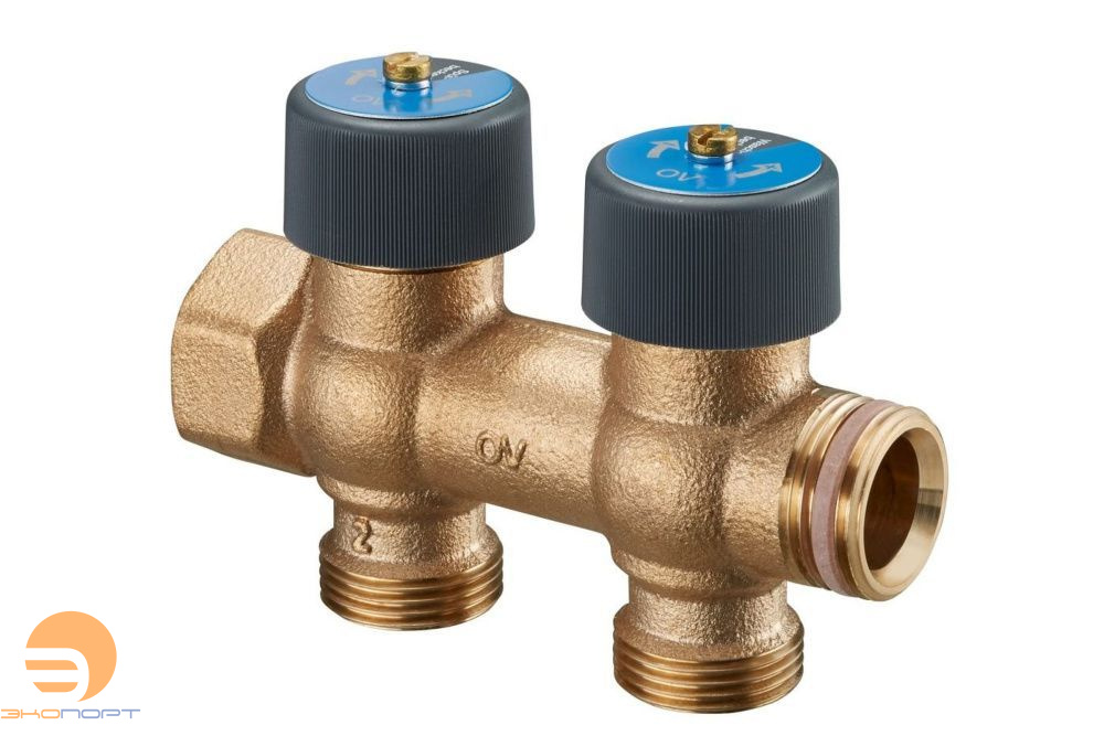 Гребенка ''Multidis R'' 3/4'' на 2 отвода x G 3/4 НР, для систем водоснабжения с функцией отключения