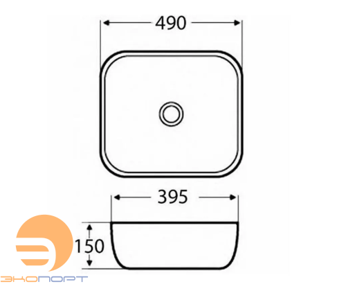 Раковина накладная 490*395*150 белая AZARIO