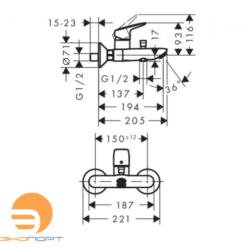 Смеситель для ванны Logis, HANSGROHE